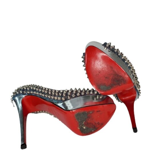 Christian Louboutin Metallic Lady Peep Spikes 150 Pumps - Picture 6 of 8